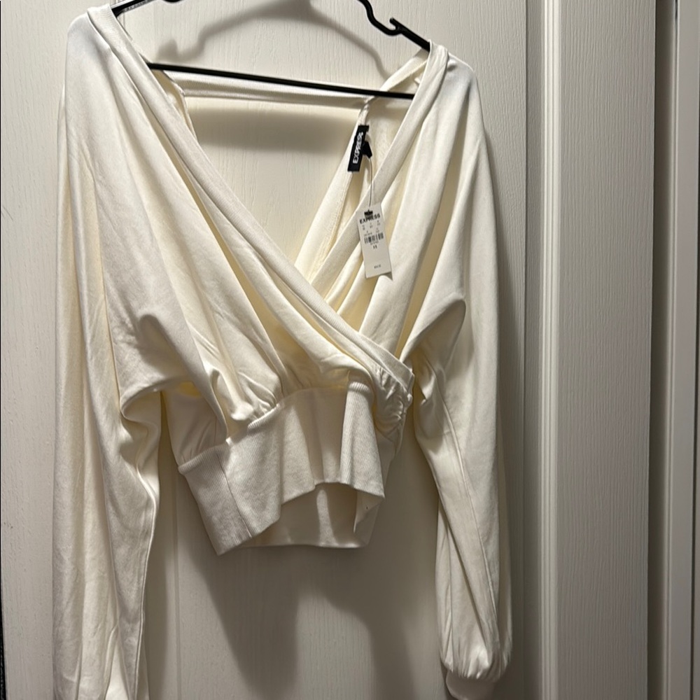 Express Cream Wrap Top